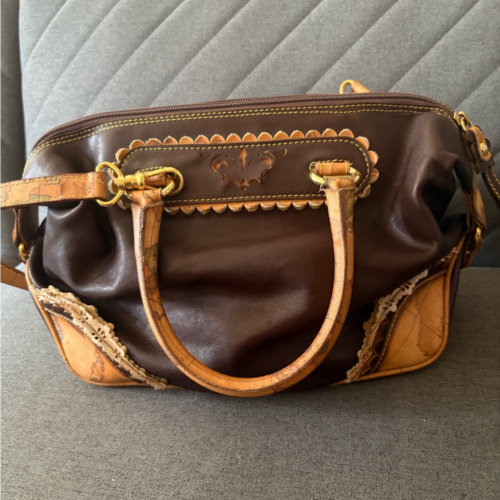 Alviero Martini Brown and Tan Leather‎ Satchel